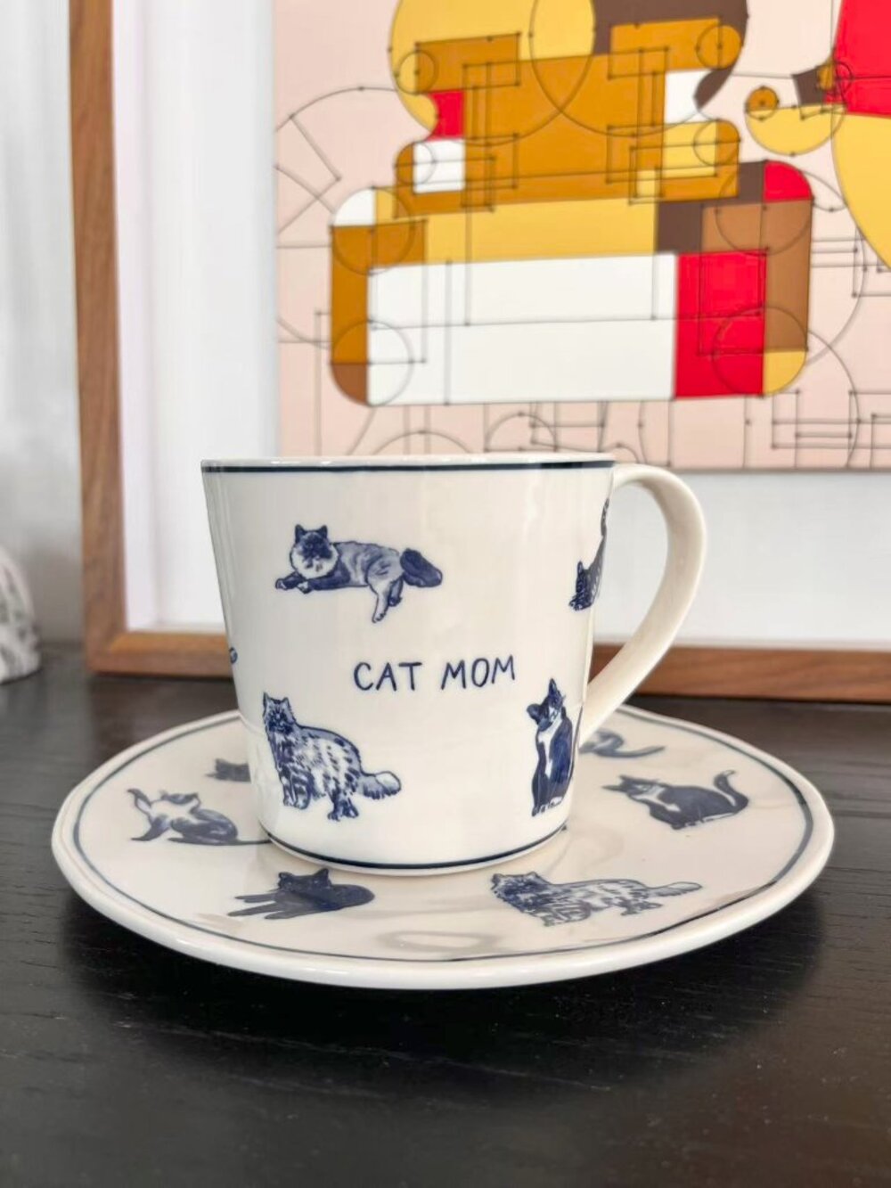 Brand New Anthropologie Molly Hatch Stoneware Cat Mom Mug / Plate Combo